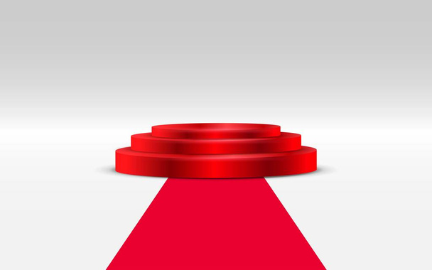  κόκκινο βάθρο με κόκκινο χαλί στο λευκό φόντο - Διάνυσμα, εικόνα