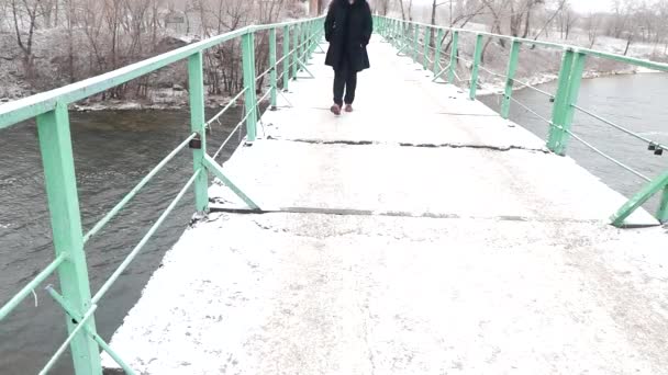 Winter nature. Abnormal winter, water flows in the river and does not freeze. There was very little snow. Global warming. Environmental disaster. - Footage, Video