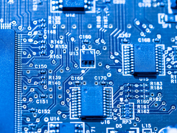 computer micro circuit board with integrated chipset - Foto, Imagem