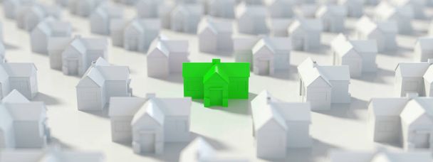 A boa casa vista frontal verde panorâmica
 - Foto, Imagem