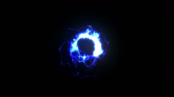 Lángoló tűz szikrákkal. Kék csillogó tűz animáció. Absztrakt tűz részecskék fények háttér. - Felvétel, videó