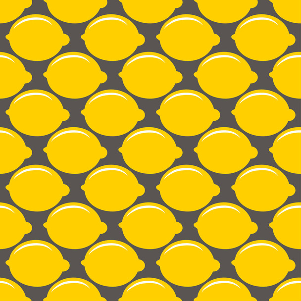Lemon yellow whole fruit seamless art on gray pattern background - Vektör, Görsel