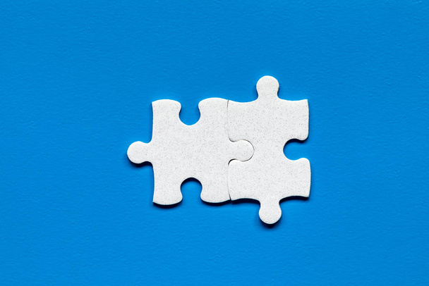 Closeup of jigsaw puzzle isolated. Missing jigsaw puzzle piece,  - Zdjęcie, obraz