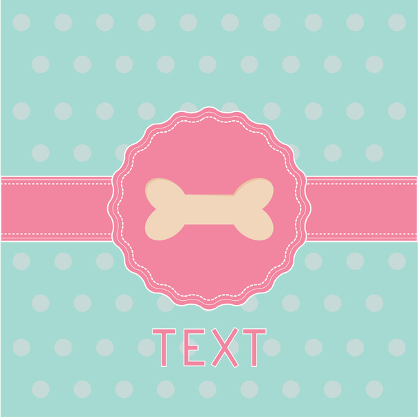 Pink ribbon and label with bone. - Vector, Imagen