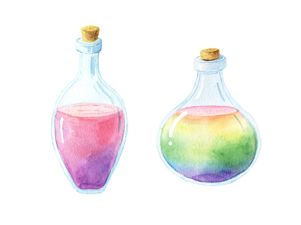 Watercolor vintage magic bottles - Zdjęcie, obraz