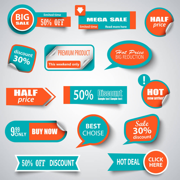 Collection sale pointers stickers and labels design elements template - Vector, Image