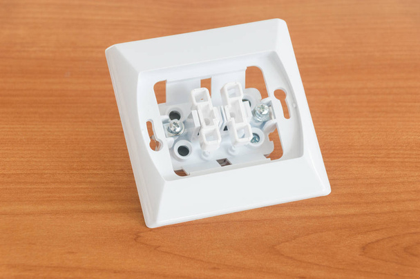 New white light switch without plastic front. - Fotoğraf, Görsel