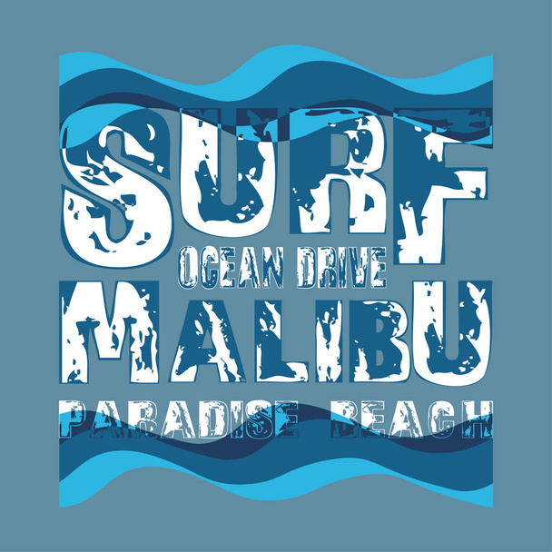 camisetas surf, Malibú, surf oceánico, inscripción camiseta
 - Foto, Imagen
