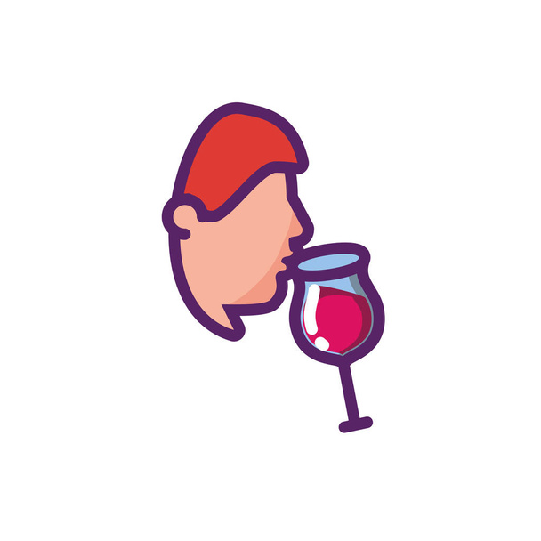 isolierter Mann mit Weinbecher-Vektor-Design - Vektor, Bild