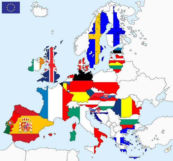 Karte der Europäischen Union im Vektorbild - Vektor, Bild