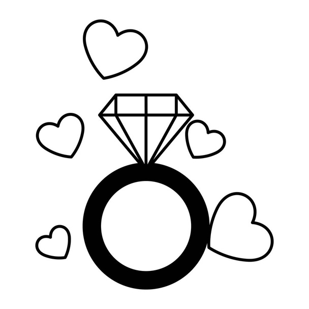 diamond engagement ring, valentines day - Vector, Image