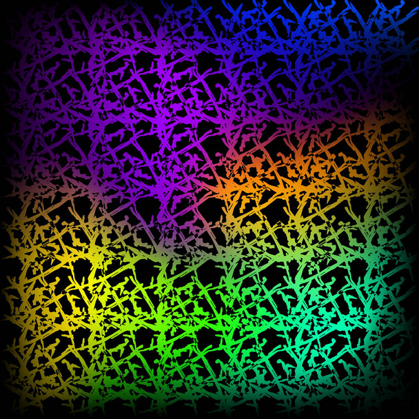 Schema svolazzante di scarabocchi al neon e corde viola su un nero
 - Vettoriali, immagini