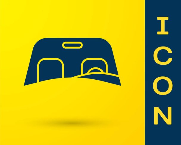Ikona čelního skla modrého auta izolovaná na žlutém pozadí. Vektorová ilustrace - Vektor, obrázek