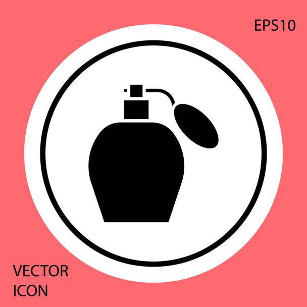 黒香水のアイコンは、赤の背景に隔離された。白い丸ボタン。ベクターイラスト - ベクター画像