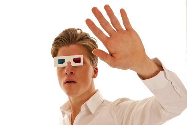 chlap s 3d brýlemi film ustrašeně - Fotografie, Obrázek