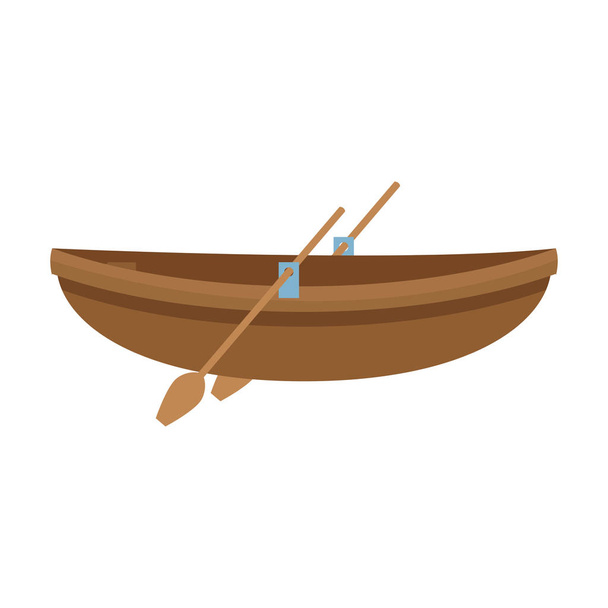 木製のカヌーのアイコンカラフルなデザイン - ベクター画像