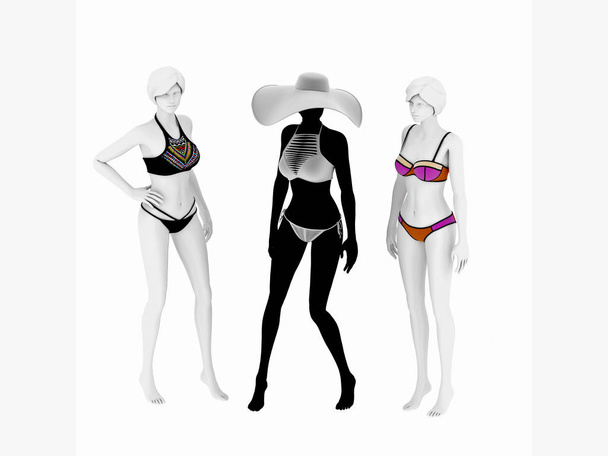 3d render of bikini models - Photo, Image
