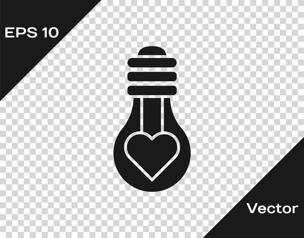 Grey Heart shape in a light bulb icon isolated on transparent background. Love symbol. Valentine day symbol. Vector Illustration - Vector, Image