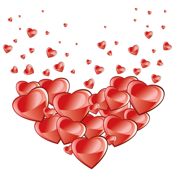 Valentines Day background, falling hearts - Wektor, obraz