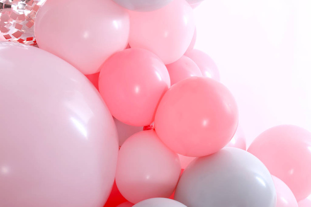 Beautiful colorful balloons on white background, closeup - Photo, Image