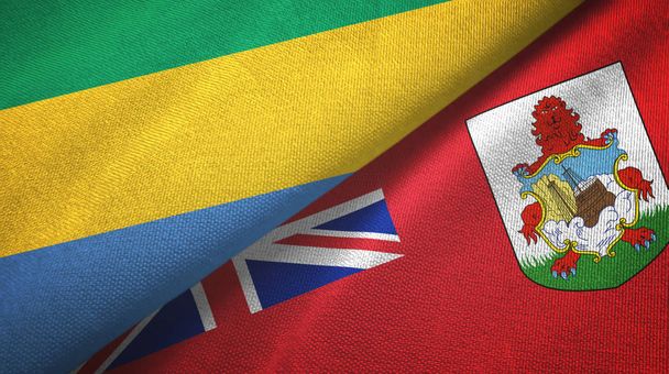 Gabon ja Bermuda kaksi lippua tekstiilikangas, kangas rakenne
 - Valokuva, kuva