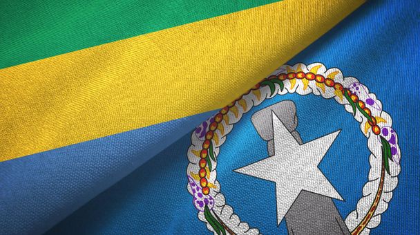 Gabon ja Pohjois-Mariaanit kaksi lippua tekstiilikangas, kangas rakenne
 - Valokuva, kuva