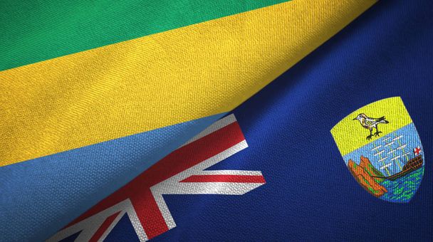 Gabon ja Saint Helena kaksi lippua tekstiilikangas, kangas rakenne
 - Valokuva, kuva