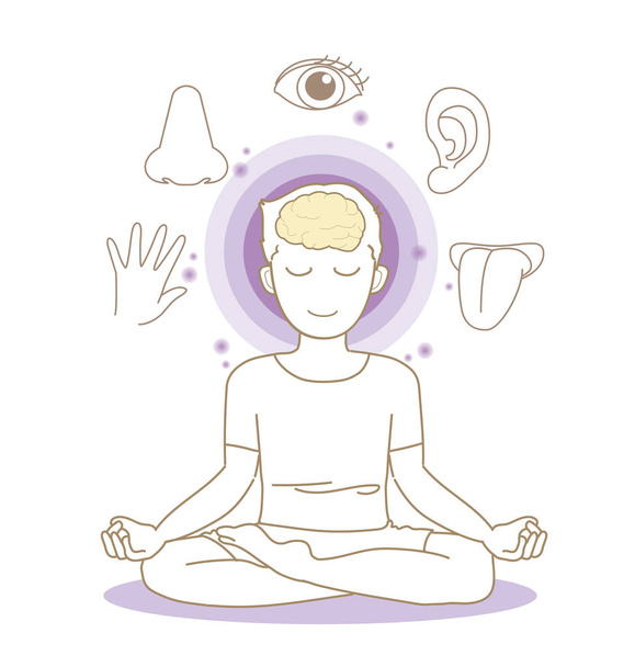 Imagen de cinco sentidos - Postura de yoga - Hombre
 - Vector, imagen