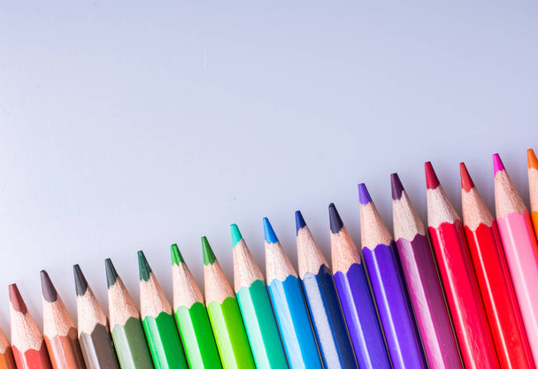  Color Pencils placed on a white background - Photo, Image