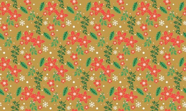 moderne rote Blumenmuster Hintergrund für Weihnachten, mit Blatt-und Blume-Konzept. - Vektor, Bild