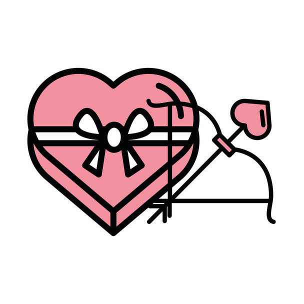 glückliche Valentinstag Herz Schokolade Box - Vektor, Bild