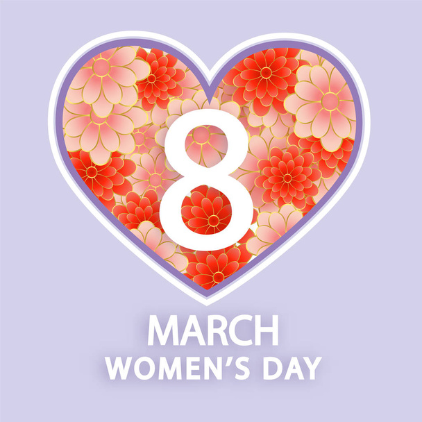 8 mars. Carte de voeux de la Journée de la femme. Origami Floral
 .  - Vecteur, image