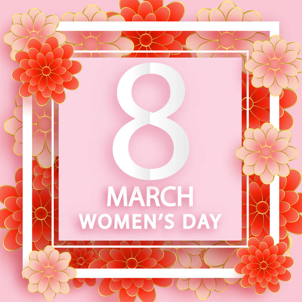 8 mars. Carte de voeux de la Journée de la femme. Origami Floral
 .  - Vecteur, image