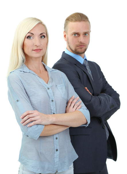 Business woman and man isolated on white - Fotografie, Obrázek