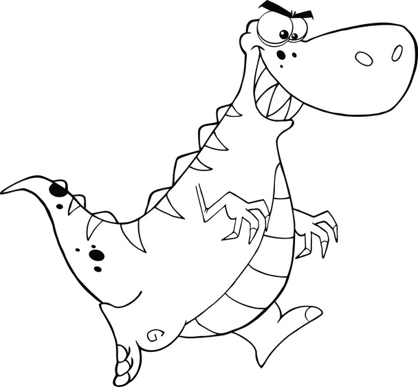 Correndo dinossauro irritado preto e branco
 - Foto, Imagem