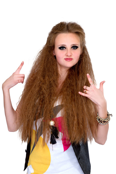 girl in punk rock style on white background - Foto, immagini