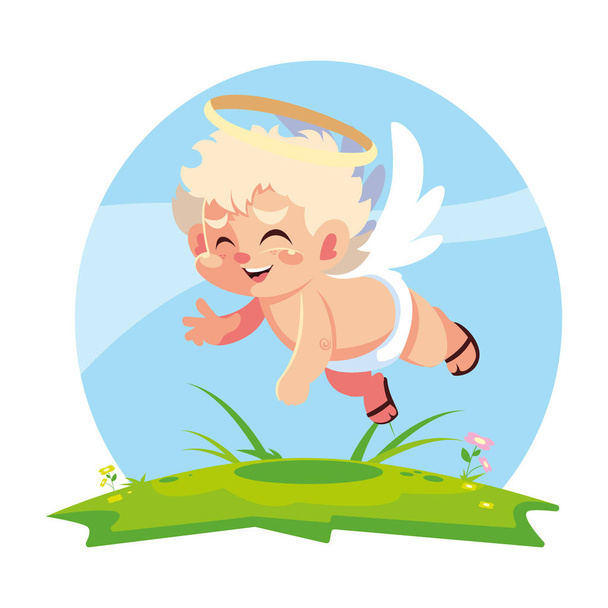 cute cupid angel , valentines day - Vector, Image