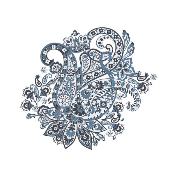 Izolovaný vzor Paisley v indiánském stylu. Květinová vektorová ilustrace - Vektor, obrázek