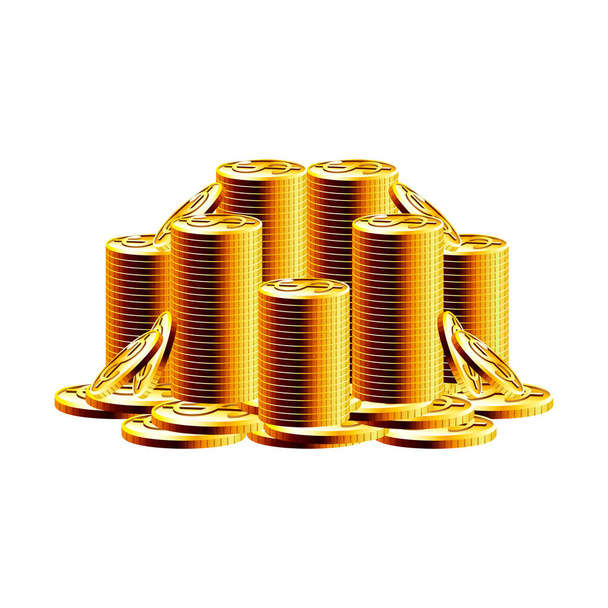 Stos ilustracji wektorowych złote monety - Wektor, obraz