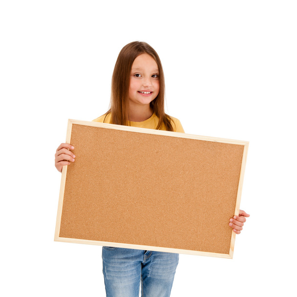 Girl with noticeboard - Фото, изображение