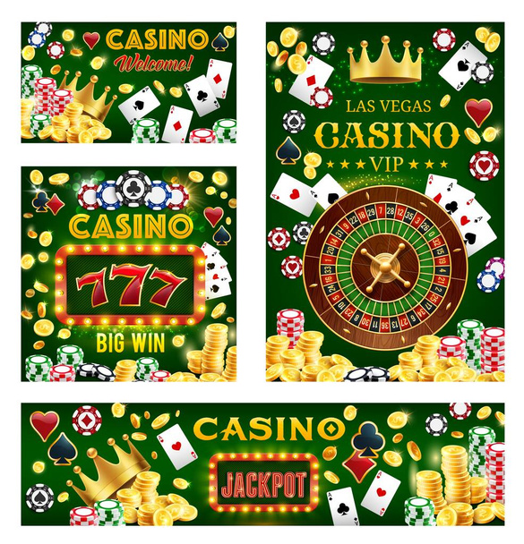 Азартні ігри в казино, покер, фішки, коліщатко статку
 - Вектор, зображення