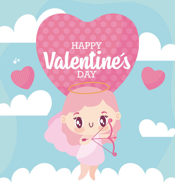 Happy valentines day cupid cartoon vector design - ベクター画像
