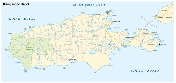 οδικός χάρτης του νησιού καγκουρό της Αυστραλίας - Διάνυσμα, εικόνα
