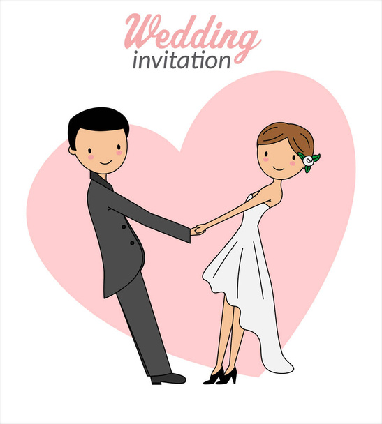 Wedding card. husband and wife holding hands - Vecteur, image