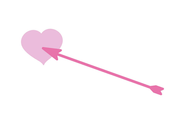 happy valentines day, arrow and heart love feeling cartoon - Vector, afbeelding