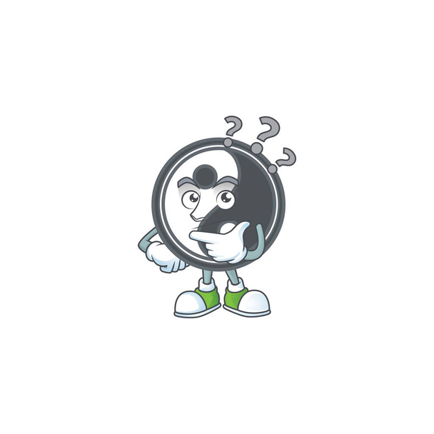 Yin yang estilo mascota de dibujos animados con gesto confuso
 - Vector, imagen
