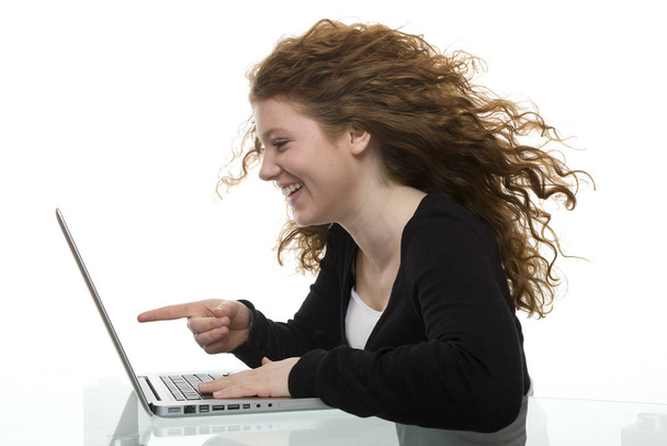 redheaded teenager with laptop - Fotografie, Obrázek