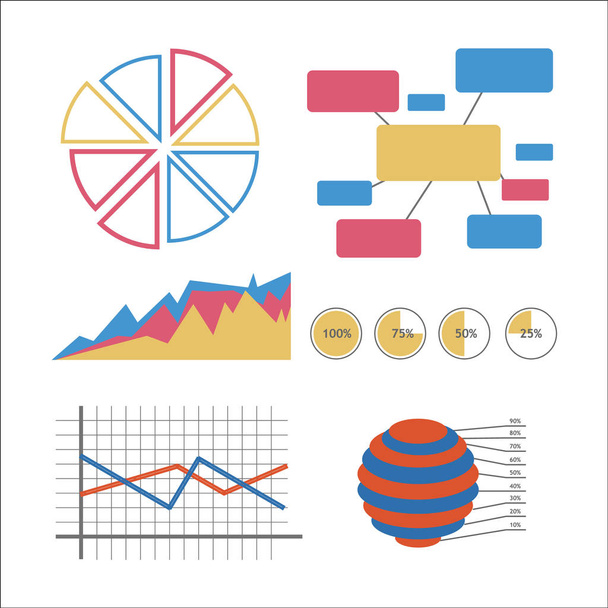 Jpeg Illustration of flat design elements for your report. Set of chart, graphics, infographic - Fotoğraf, Görsel