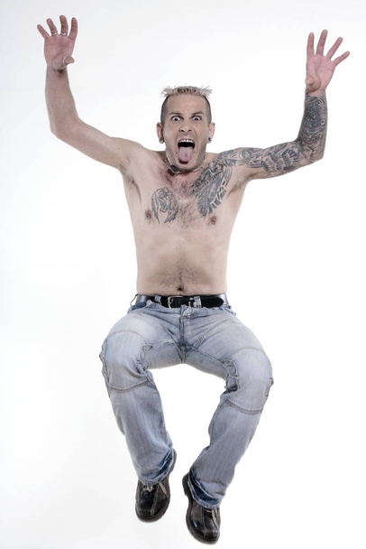 man with piercing and tattoos - Fotoğraf, Görsel