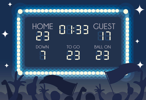 americký fotbalový scoreboard, domov a host - Vektor, obrázek